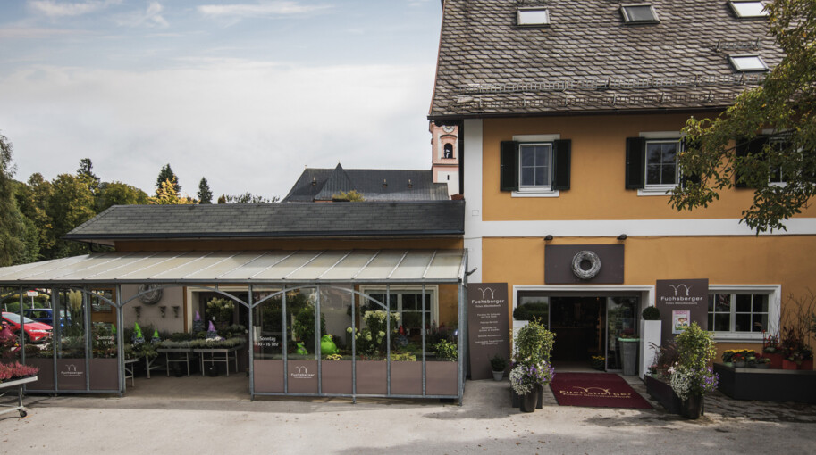 Eine Außenaufnahme der Gärtnerei Fuchsberger in Salzburg